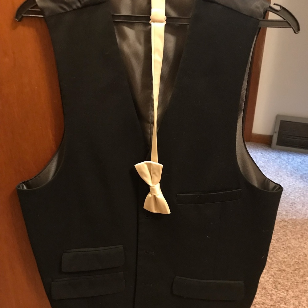 Black vest with bow tie. For groom or groomsman.